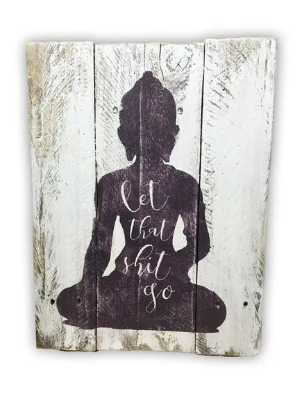 Placa Decorativa Ripas Madeira Buda Meditação Yoga