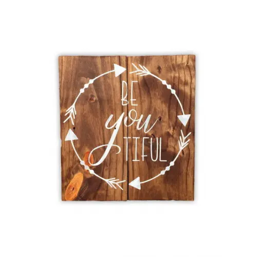 Placa Madeira Rústica Decorativa Be You Tiful
