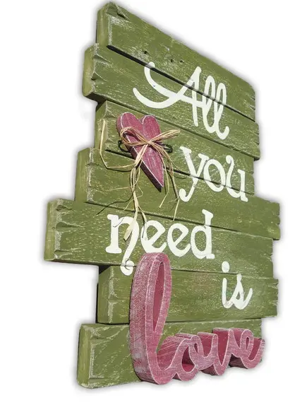Placa Madeira Rústica Ripas All You Need Is Love