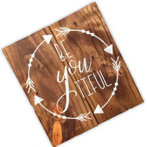 Placa Madeira Rústica Decorativa Be You Tiful