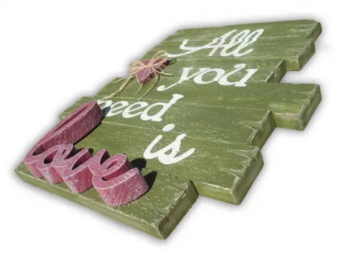 Placa Madeira Rústica Ripas All You Need Is Love