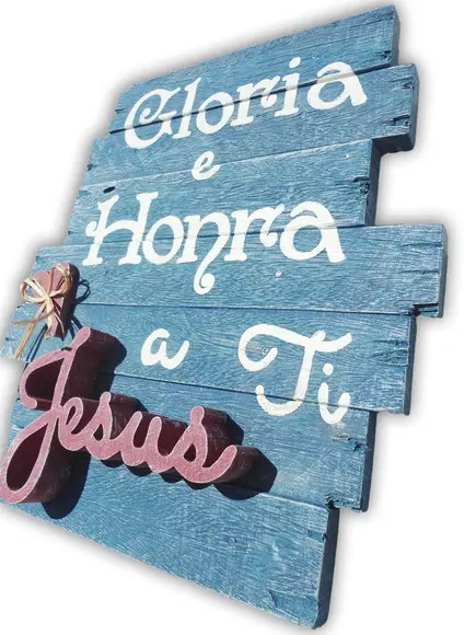 Placa Madeira Rústica Ripas Gospel Evangélica Glória Jesus