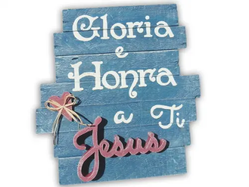Placa Madeira Rústica Ripas Gospel Evangélica Glória Jesus