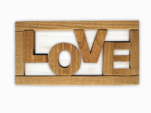 Quadro Love Madeira Relevo Rústico - 10%off