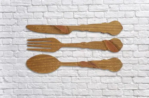 Talheres Gigantes Rústicos Madeira Decoração Área Gourmet