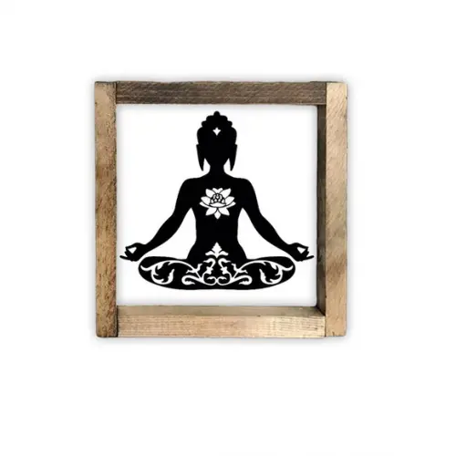 Trio de Quadros Pintado Madeira Zen Buda Meditando