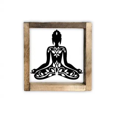 Trio de Quadros Pintado Madeira Zen Buda Meditando