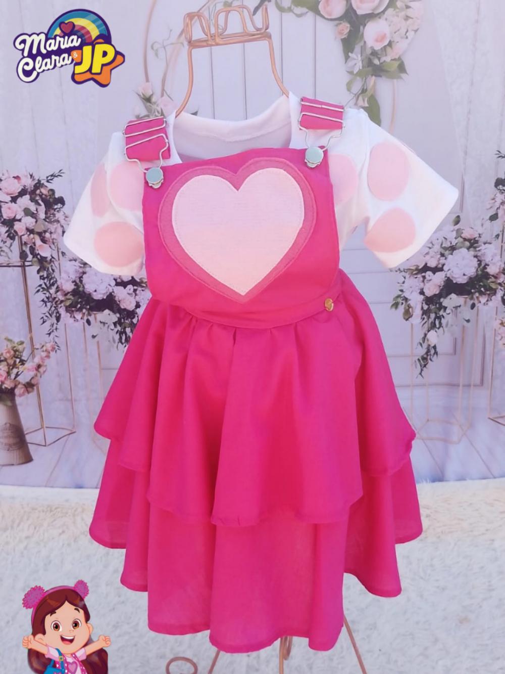 Jardineira Infantil Maria Clara e JP + Body ou Blusinha | Fantasi