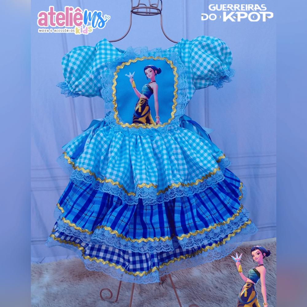 vestido de Festa Junina infantil exclusivo das Guerreiras do kpop