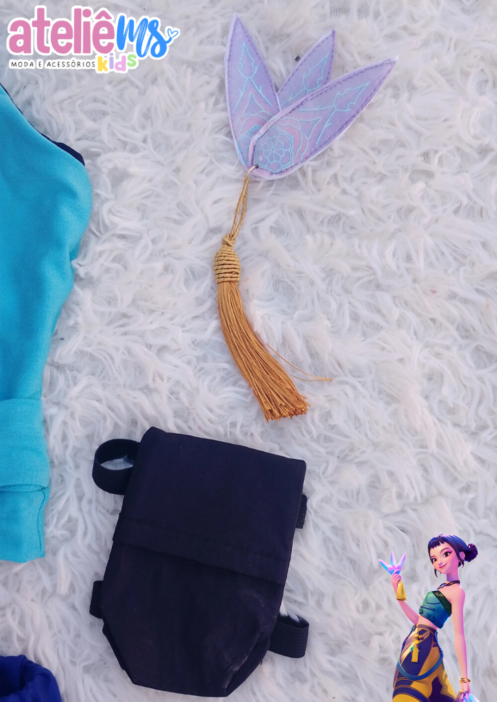Adaga de Feltro com Estampa + Bolsa Regulável Zoey das guerreira