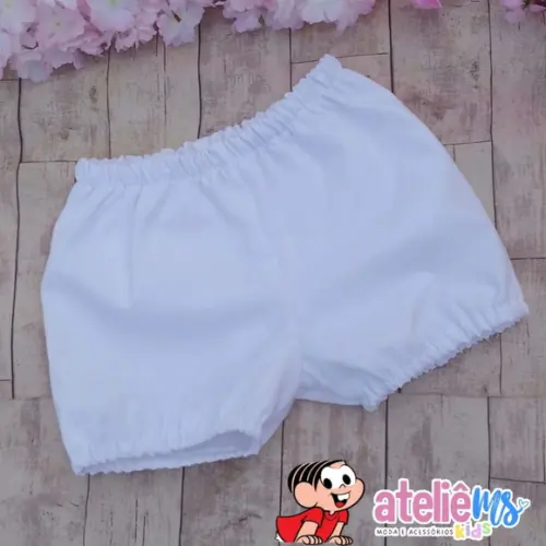 Short Infantil Branco da Mônica – Forrado, Confortável e Sem Transparência