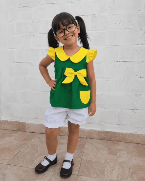 Fantasia Infantil Chiquinha Turma do Chaves Mesversário Aniversário Festa