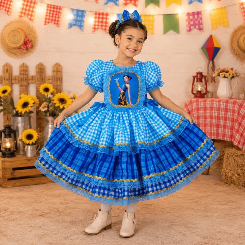 Vestido de Festa Junina infantil das Guerreiras do kpop -Vestido 