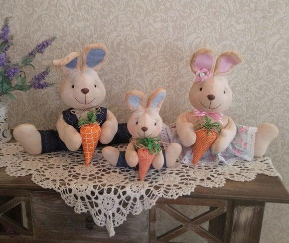 Família de Coelhos de Páscoa Decoração Kit 3 Peças