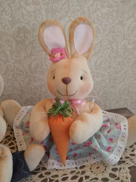 Família de Coelhos Decoração 3 Peças Enfeite de Pascoa