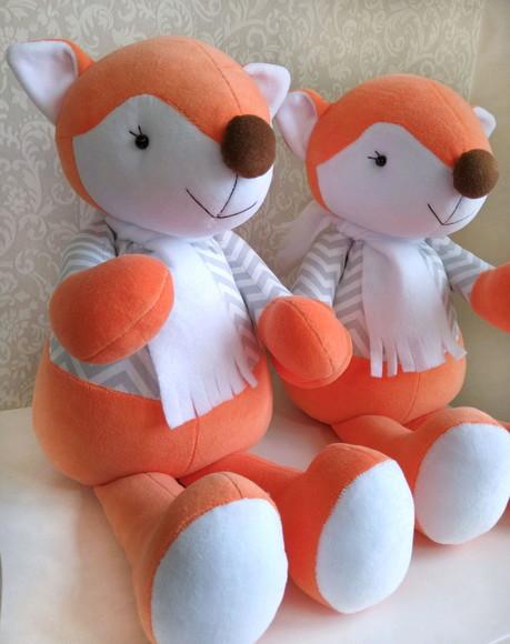 Kit 2 Raposas e Naninha com Nome Bordado