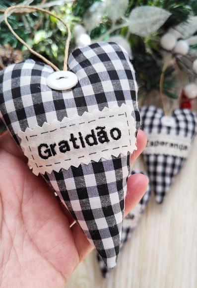 Kit 4 Enfeites de Natal Coração para Árvore Lembrancinha