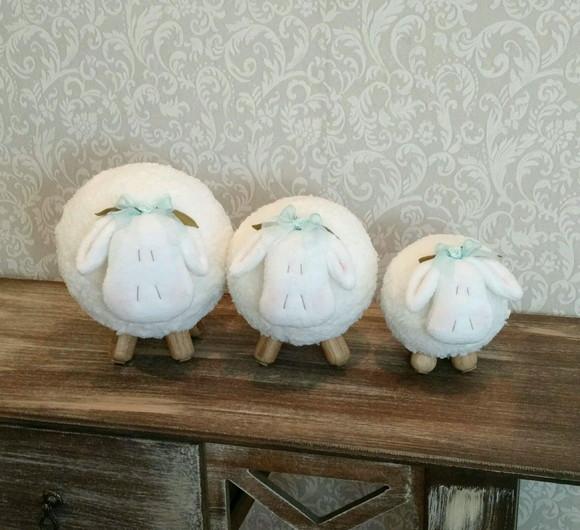 Trio Ovelhas para Nicho Pernas de Madeira