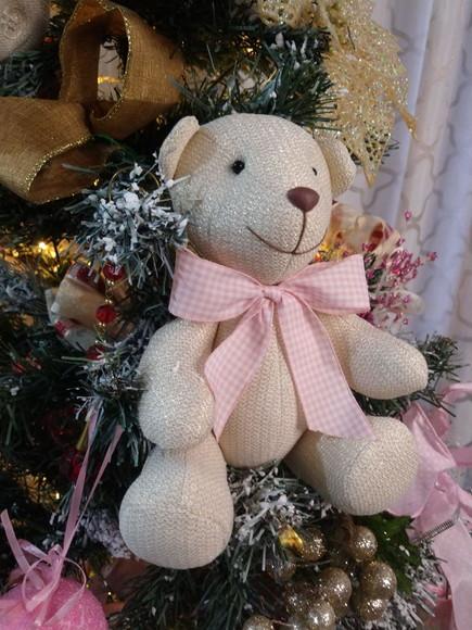 Ursinhos 25cm Decoração Enfeite Dourado Arvore de Natal