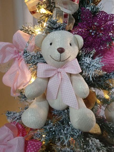 Ursinhos 25cm Decoração Enfeite Dourado Arvore de Natal