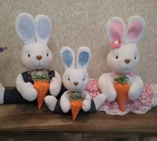 Família de Coelhos de Páscoa Decoração Kit 3 Peças