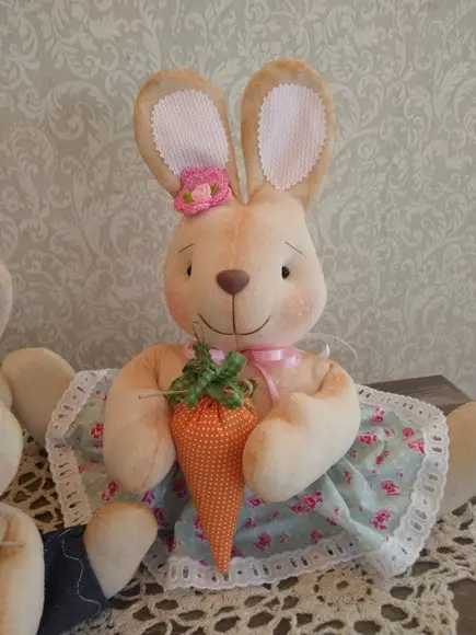 Família de Coelhos Decoração 3 Peças Enfeite de Pascoa