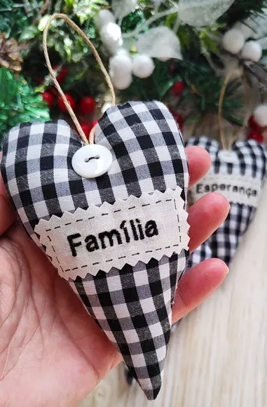 Kit 4 Enfeites de Natal Coração para Árvore Lembrancinha