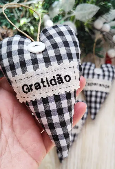 Kit 4 Enfeites de Natal Coração para Árvore Lembrancinha