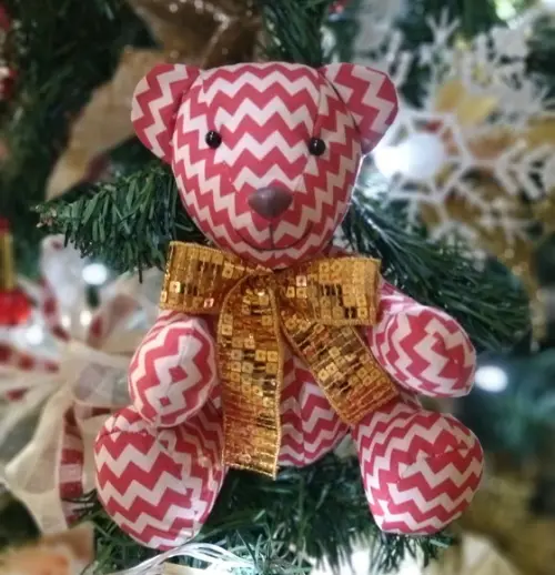 Kit com 5 Ursinhos Decoração Arvore de Natal