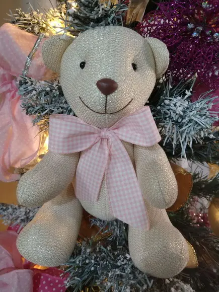 Ursinhos 25cm Decoração Enfeite Dourado Arvore de Natal