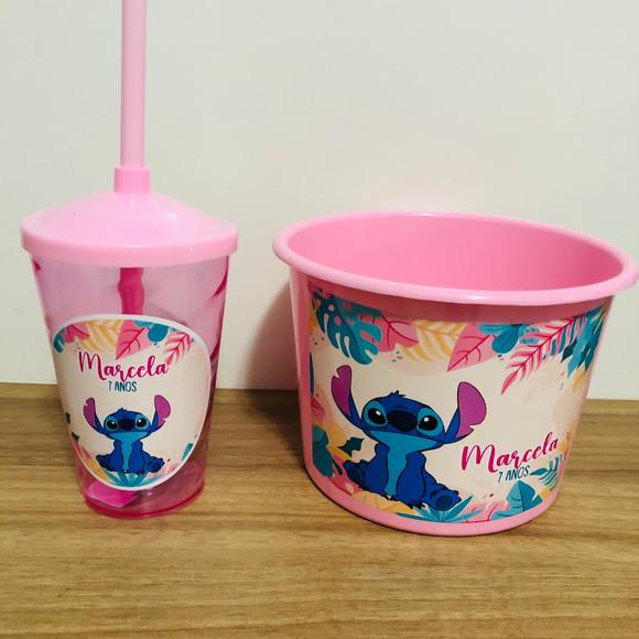Balde de Pipoca com Copo Lilo e Stitch