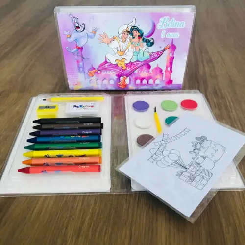 Estojo de Pintura Promoção Jasmine e Aladdin
