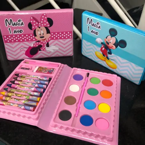 Estojo de Pintura Minnie Rosa e Mickey