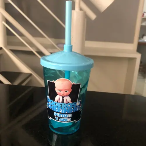Copo com Canudo Personalizado 400ml