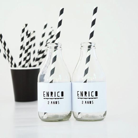 Adesivo Personalizado - Festa Minimalista P&b (12 Un)
