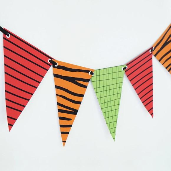Bandeirola de Papel Estampada - Listras, Tigre, Quadriculado