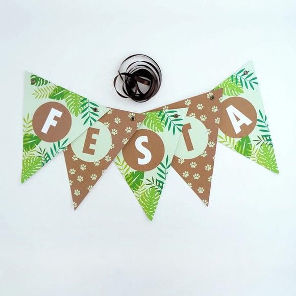 Bandeirola de Papel Personalizada - Festa Safari