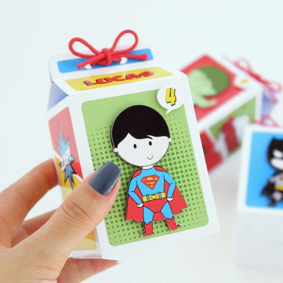 Caixinha Milk - Super Heróis - Lembrança Aniversário