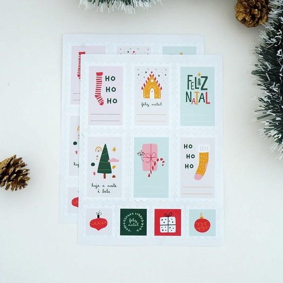 Cartela Selos Adesivos de Natal (2) - 40 Unidades