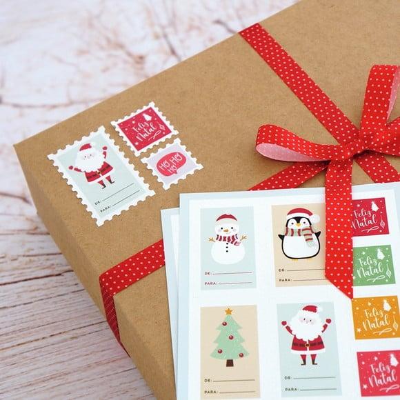 Cartela Selos Adesivos de Natal 1 - 48 Unidades