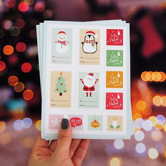 Cartela Selos Adesivos de Natal 1 - 48 Unidades