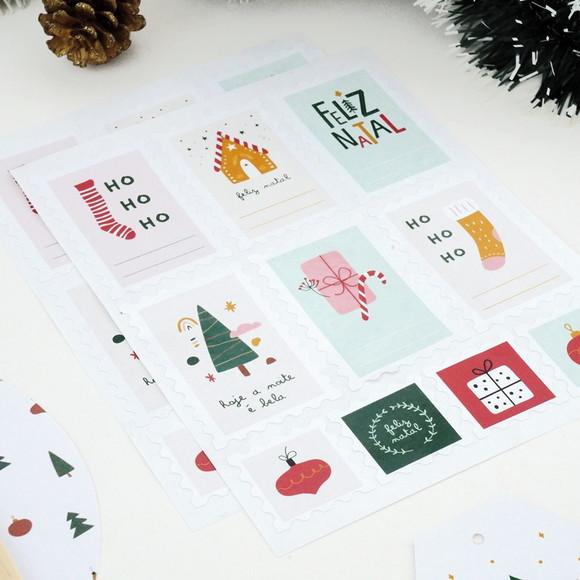 Cartela Selos Adesivos de Natal (2) - 40 Unidades