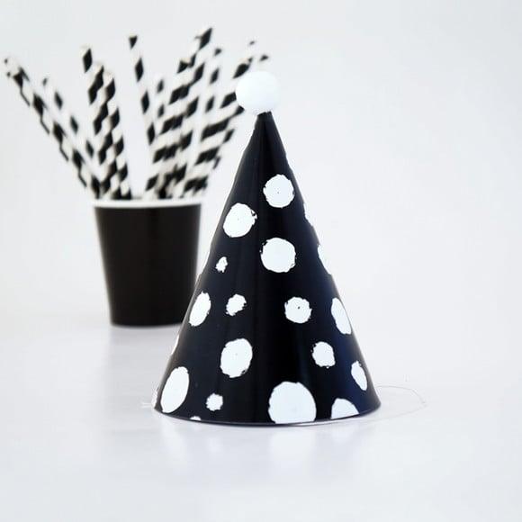 Chapeuzinho de Festa - Bolinhas Preto e Branco - 3un