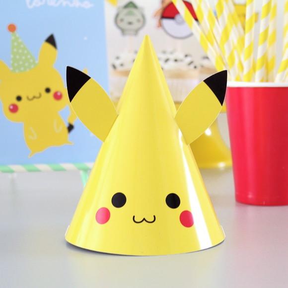 Chapeuzinho de Festa - Picachu - Pokemon - 3 Unidades