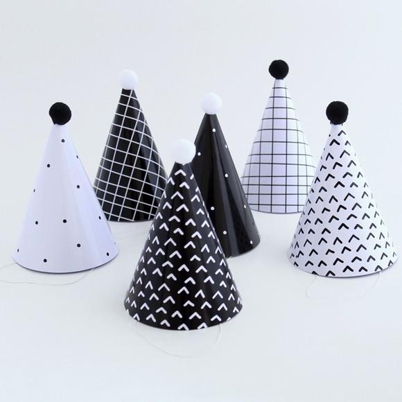 Chapeuzinho de Festa - Preto e Branco (6 Un)