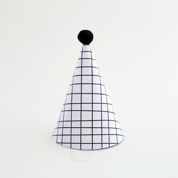 Chapeuzinho de Festa Grid Preto e Branco - 3 Unidades