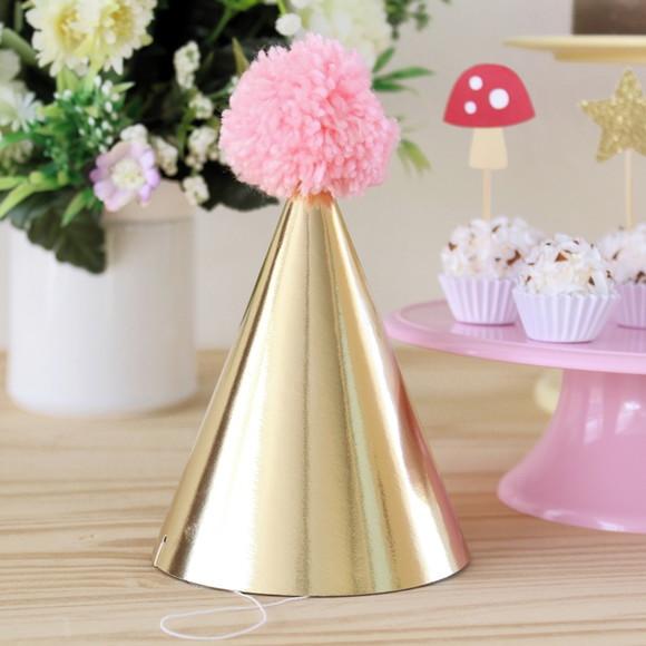 Chapeuzinho Dourado com Pompom Rosa 3un
