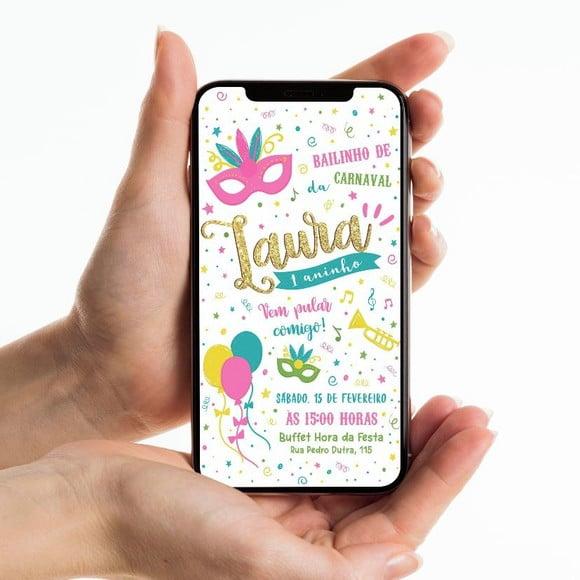 Convite Digital | Baile Carnaval | Rosa