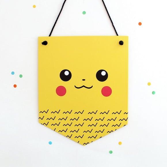 Flâmula de Papel - Pokemon - Pikachu - Decoração Aniversário