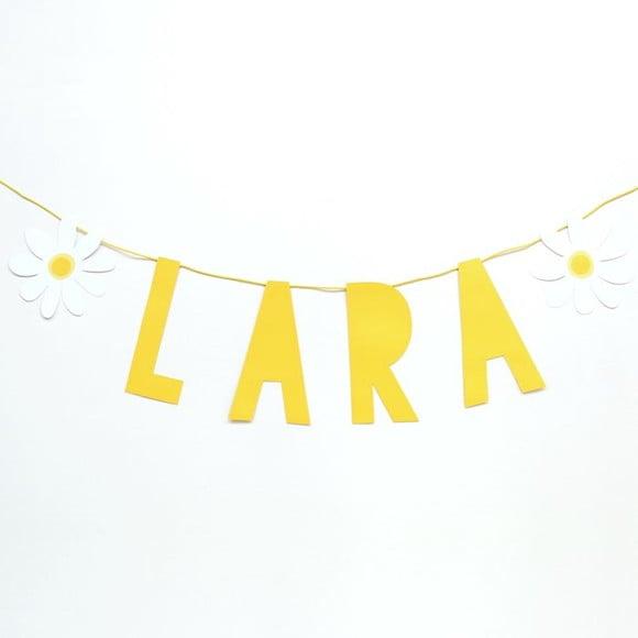 Letreiro de Papel com Nome - Amarelo - até 10 Letras